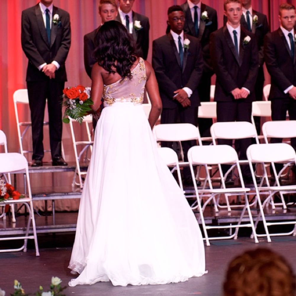 White Gown with Gold Beading